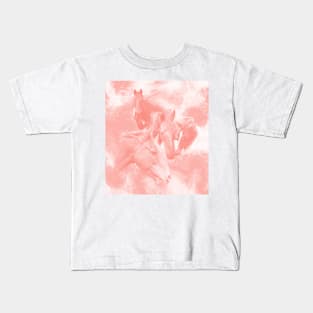 Horses and surreal mist in rose-pink and white Kids T-Shirt